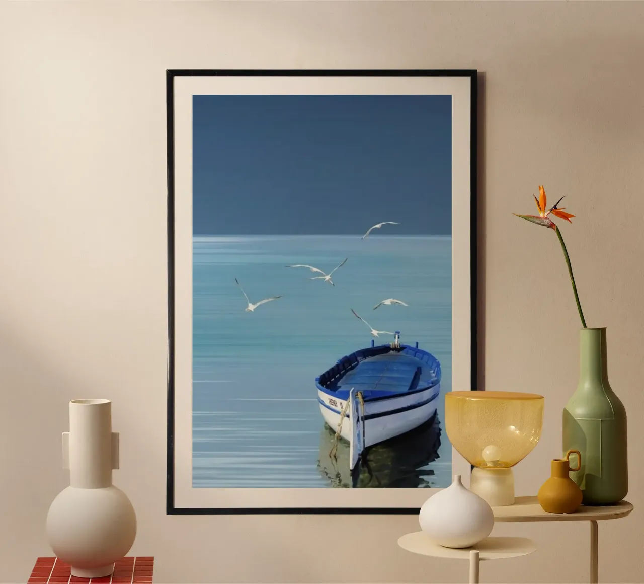 the boat with bird poster con telaio in plastica da melts