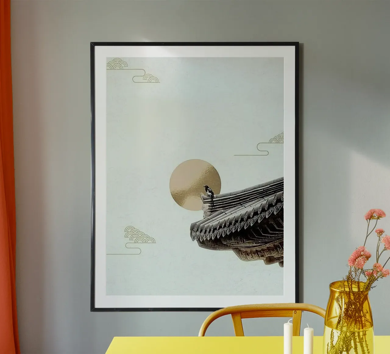 bird on moon poster con telaio in alluminio da miracle