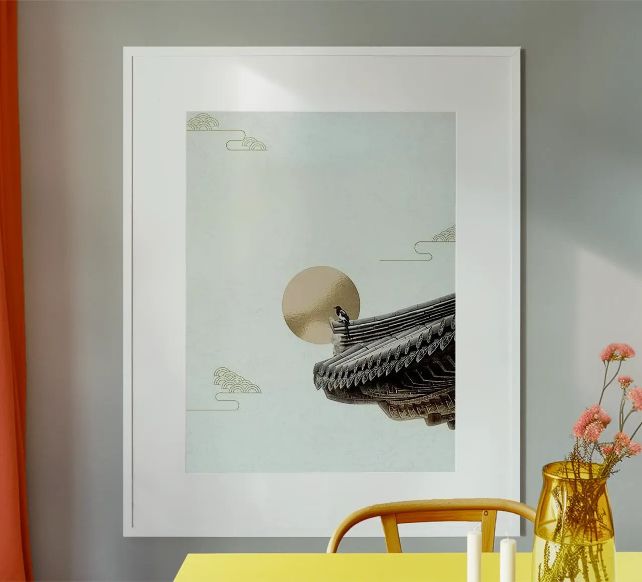 bird on moon poster con telaio in alluminio da miracle