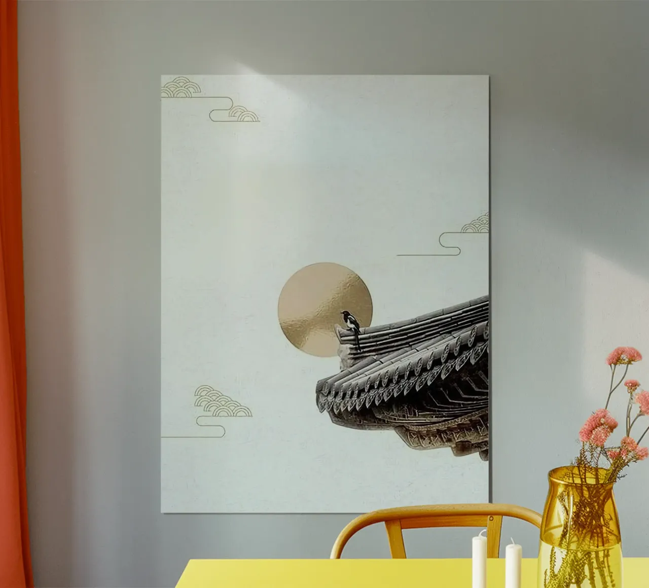 bird on moon poster con telaio in alluminio da miracle