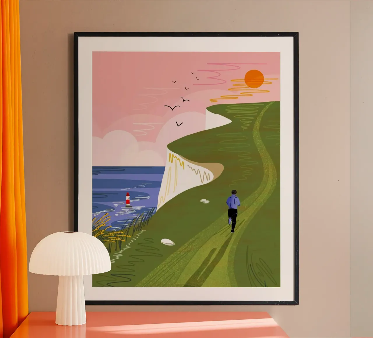 running to the sun poster con telaio in legno da lifeline
