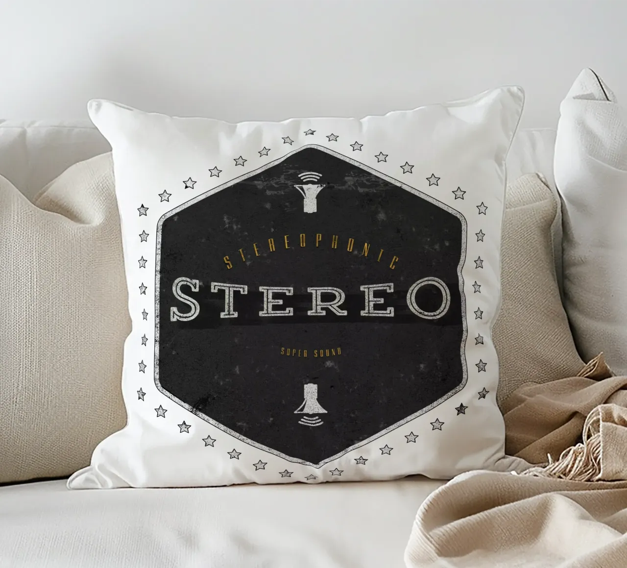 Stereo Super Sound cuscino da Black Sign Artwork