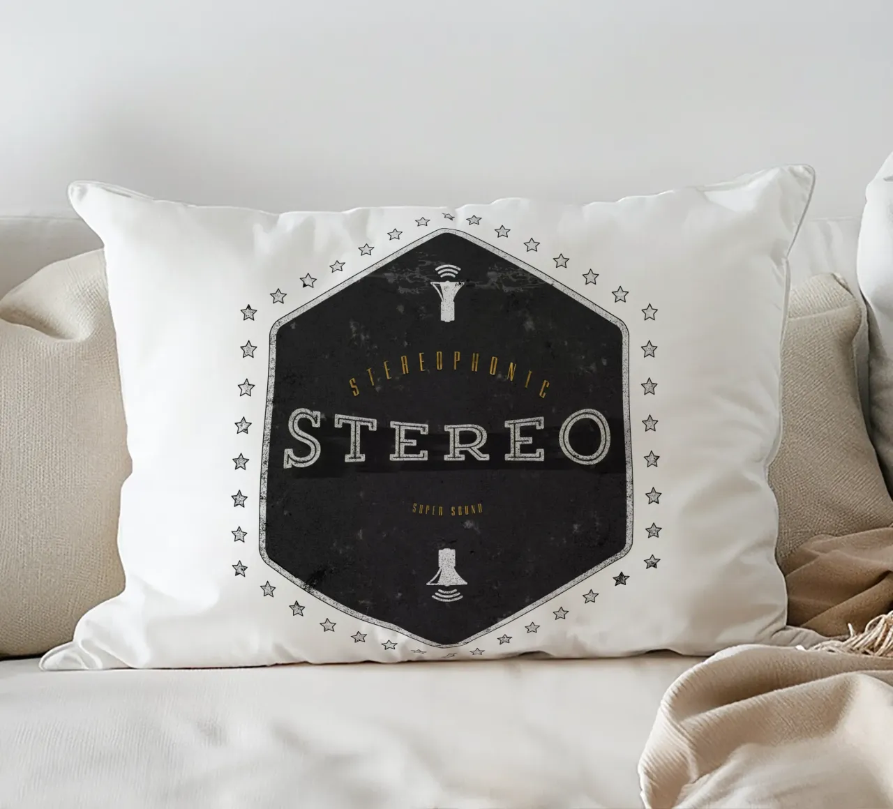 Stereo Super Sound cuscino da Black Sign Artwork