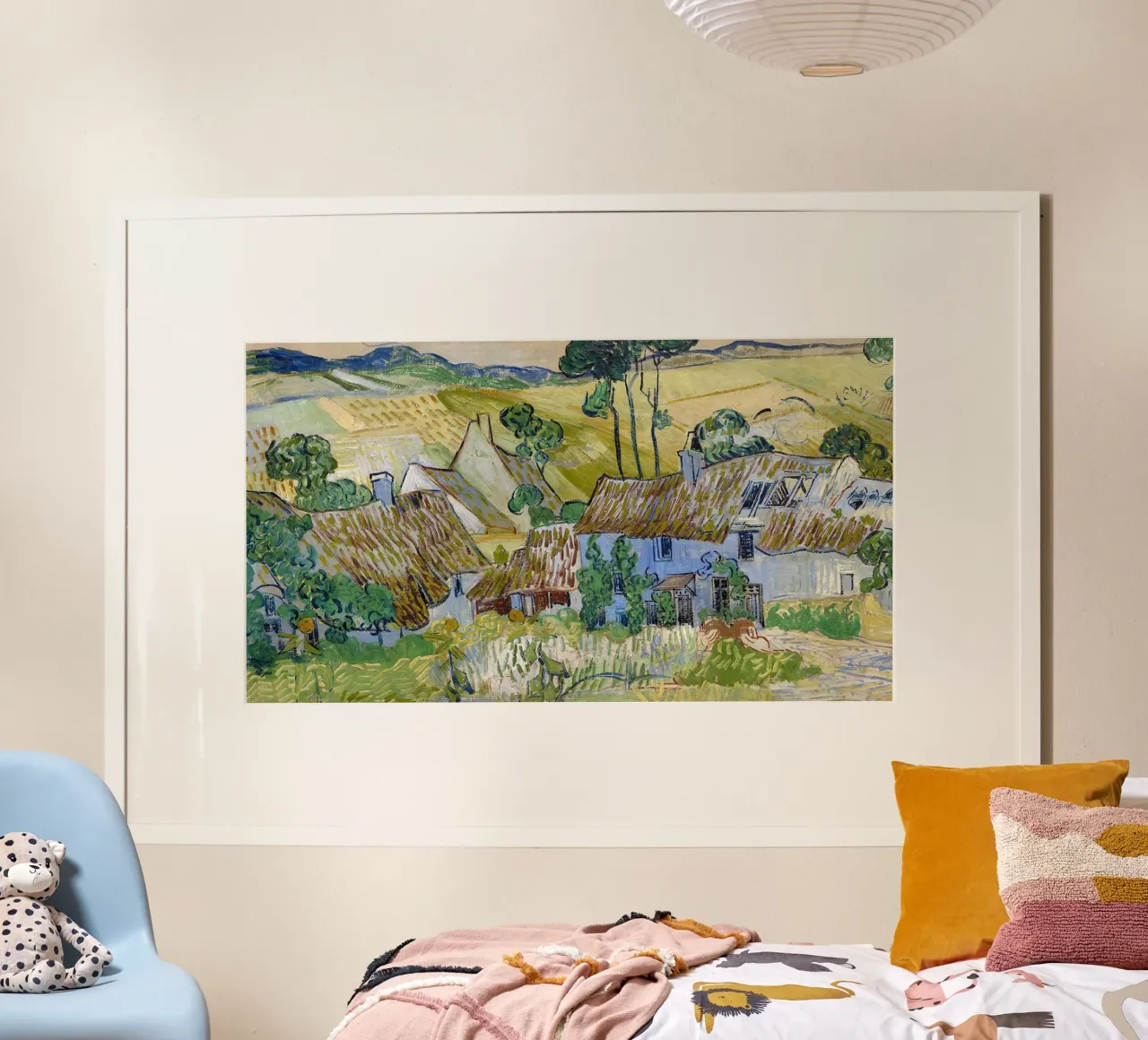 Aziende agricole vicino a Auvers poster con telaio in legno da Christopher Soto