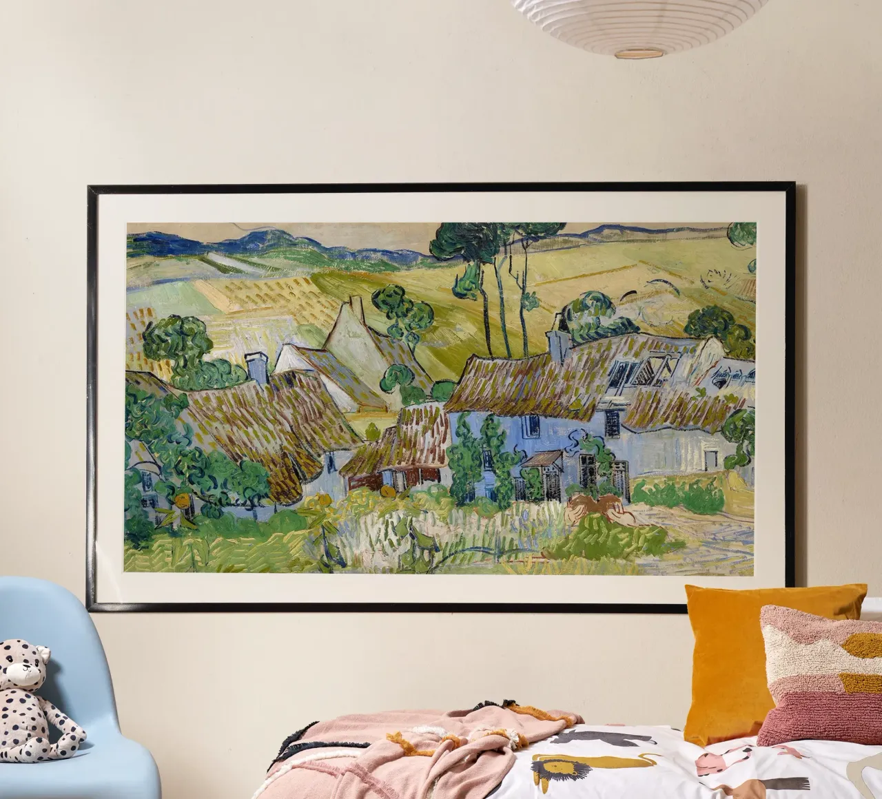 Aziende agricole vicino a Auvers poster con telaio in legno da Christopher Soto