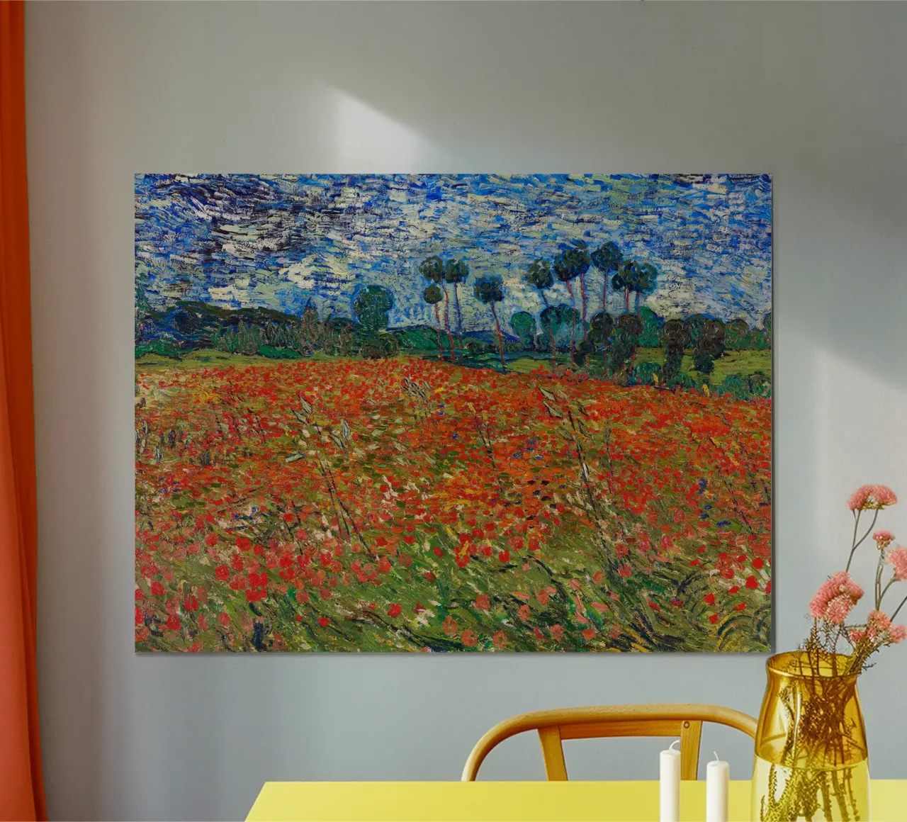 Campo di papaveri, Auvers sur Oise poster con telaio in legno da Christopher Soto