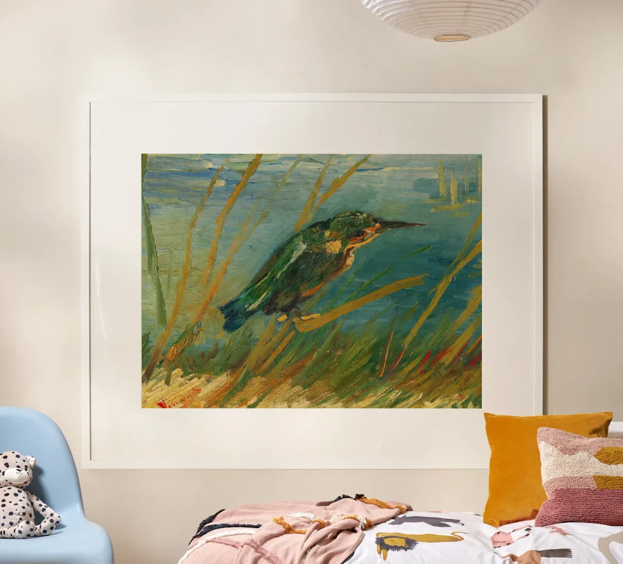 Il martin pescatore in riva al mare, 1886 poster con telaio in alluminio da Christopher Soto