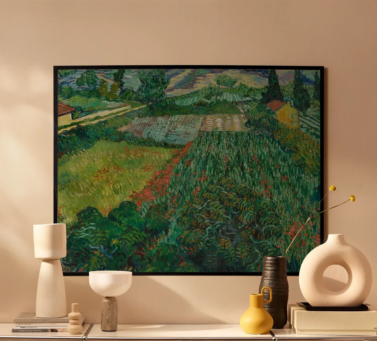 Campo di papaveri, 1889 poster con telaio in legno da Christopher Soto