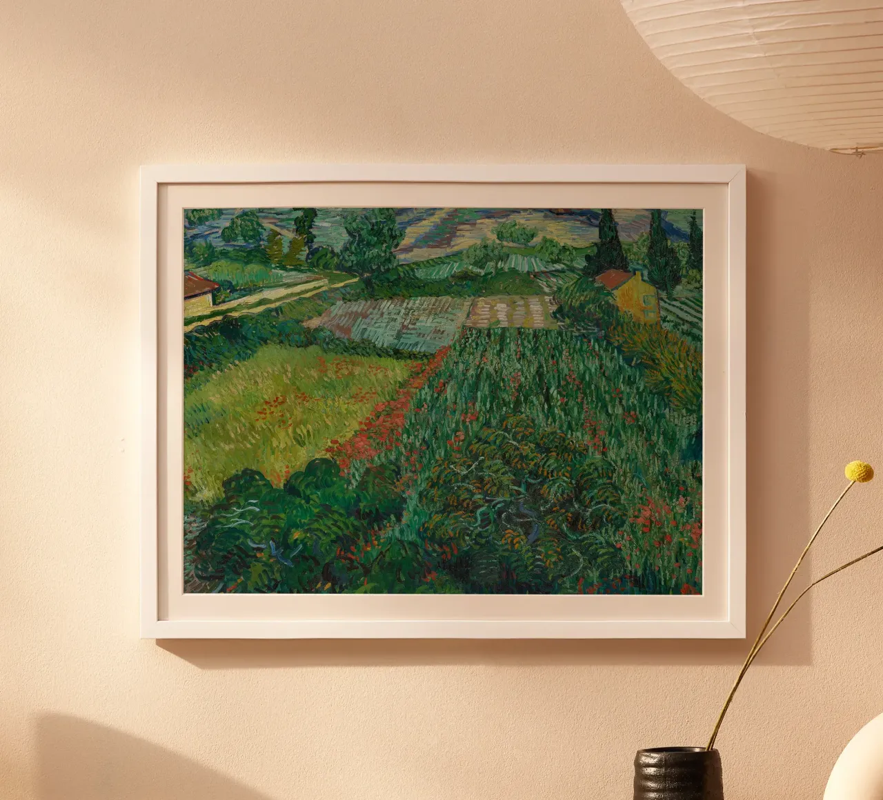 Campo di papaveri, 1889 poster con telaio in legno da Christopher Soto
