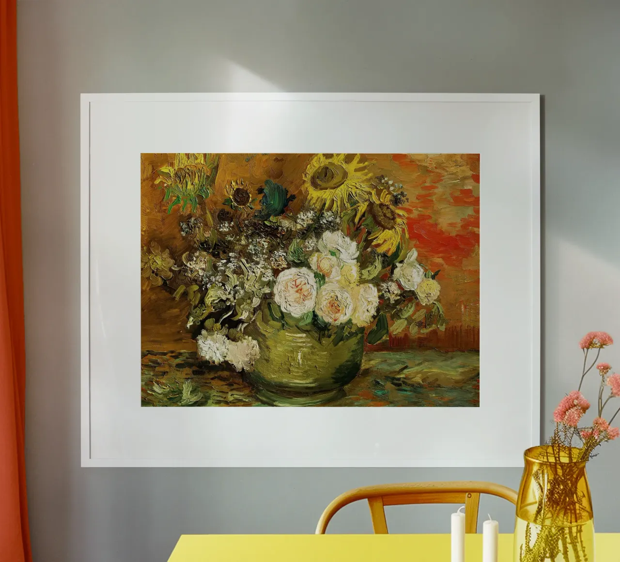 Rose e girasoli poster con telaio in alluminio da Christopher Soto