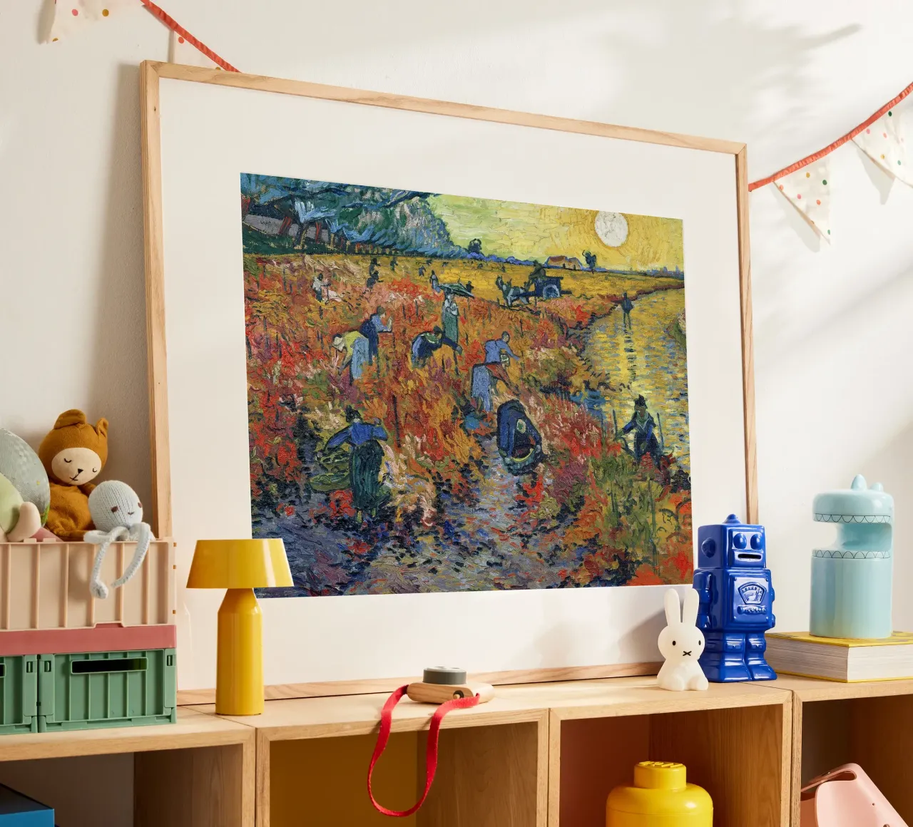 I vigneti rossi di Arles poster con telaio in plastica da Christopher Soto