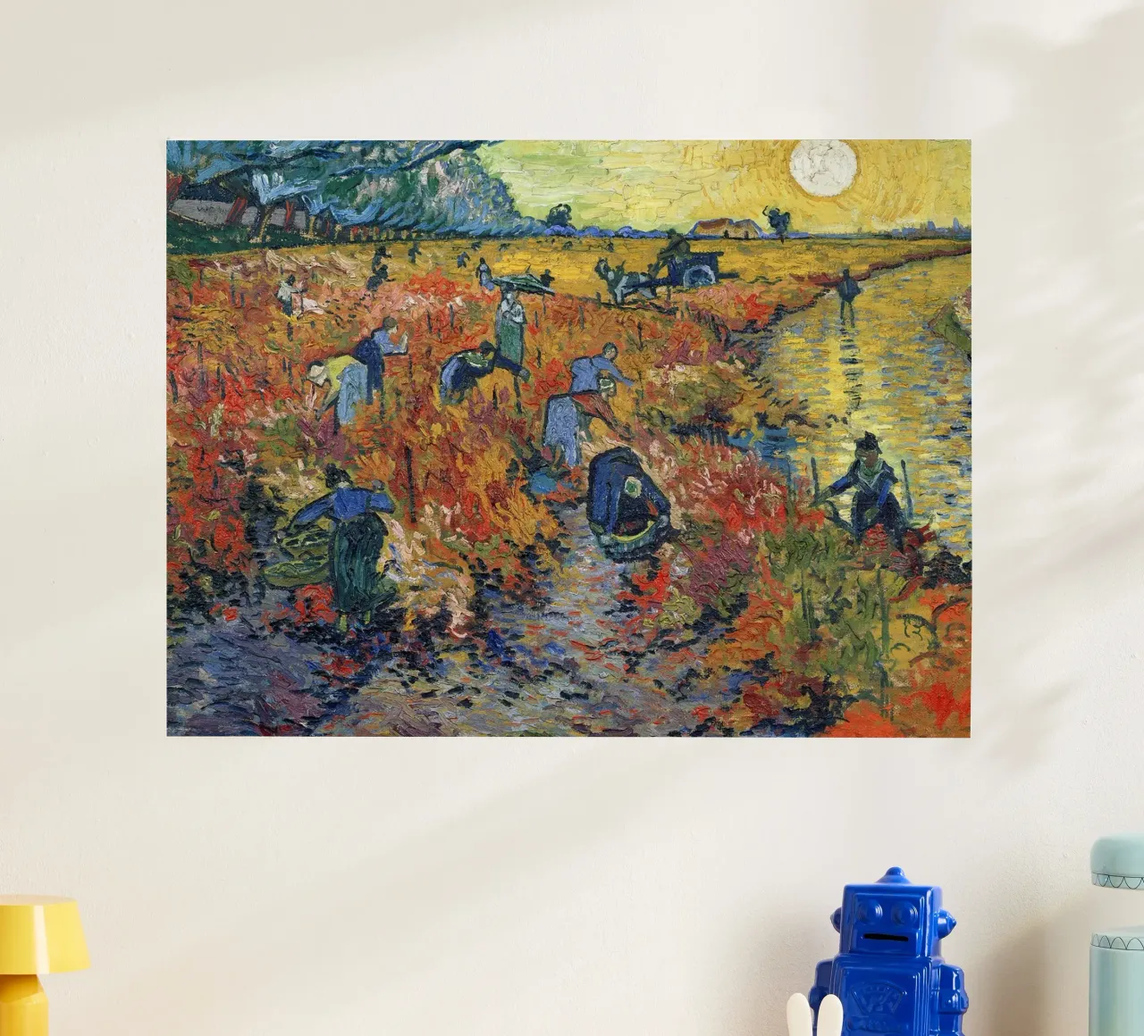 I vigneti rossi di Arles poster con telaio in plastica da Christopher Soto