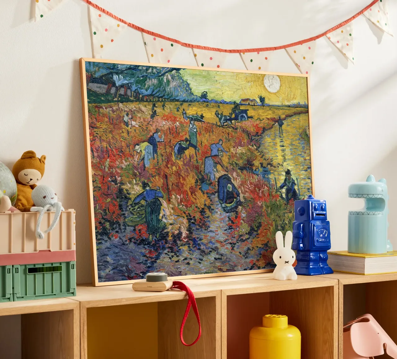 I vigneti rossi di Arles poster con telaio in plastica da Christopher Soto