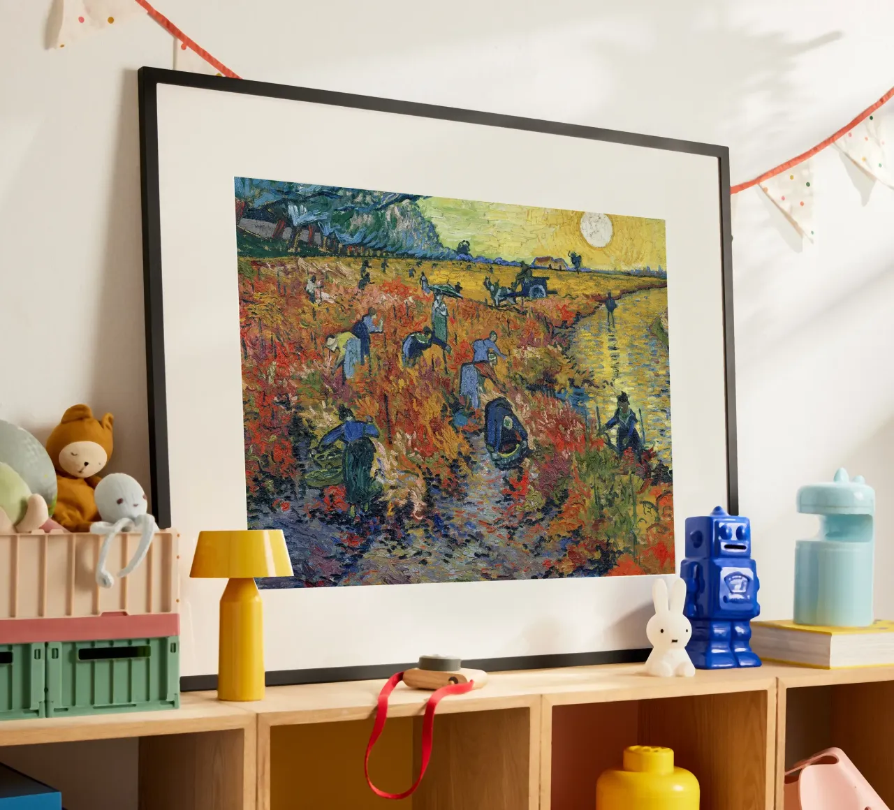 I vigneti rossi di Arles poster con telaio in plastica da Christopher Soto