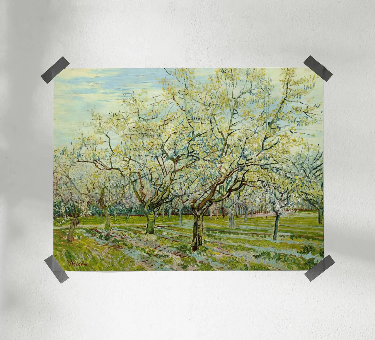 Il frutteto bianco, 1888 poster con telaio in legno da Christopher Soto