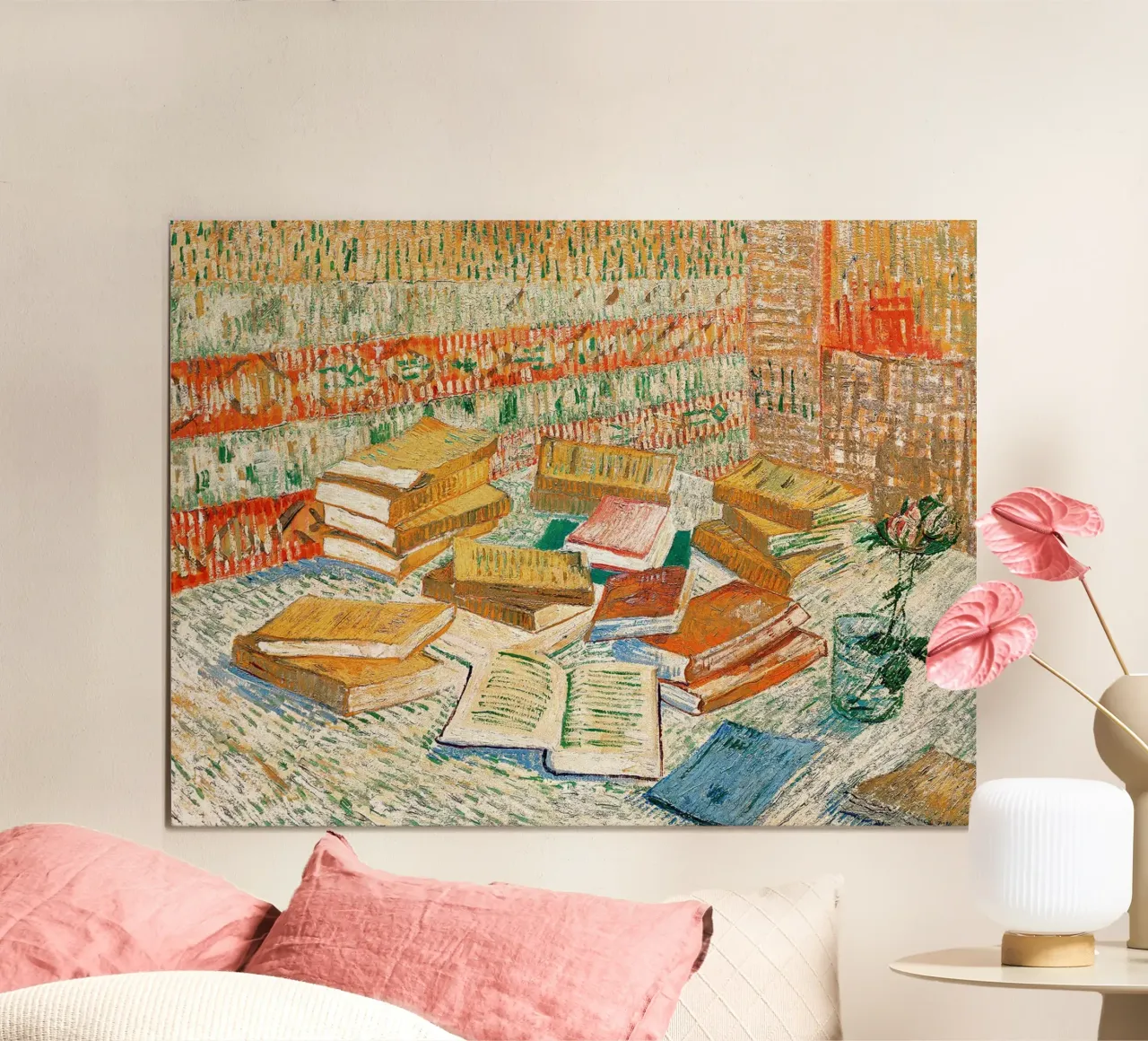 I libri gialli poster con telaio in legno da Christopher Soto