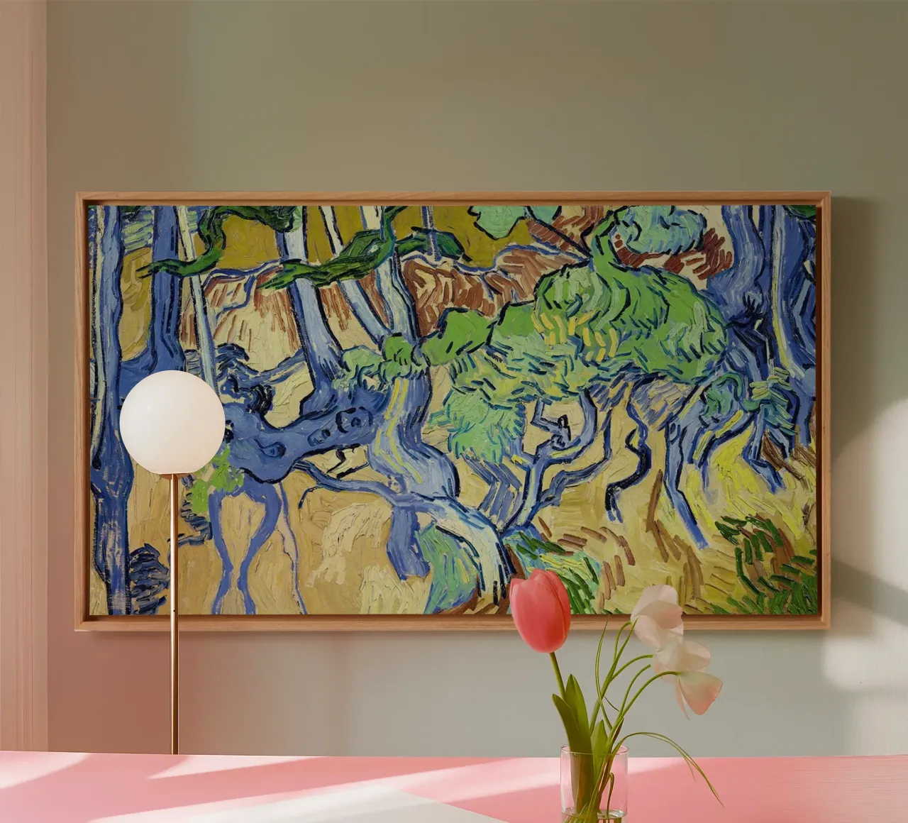 Tree roots and tree trunks canvas with Floater frame by Christopher Soto