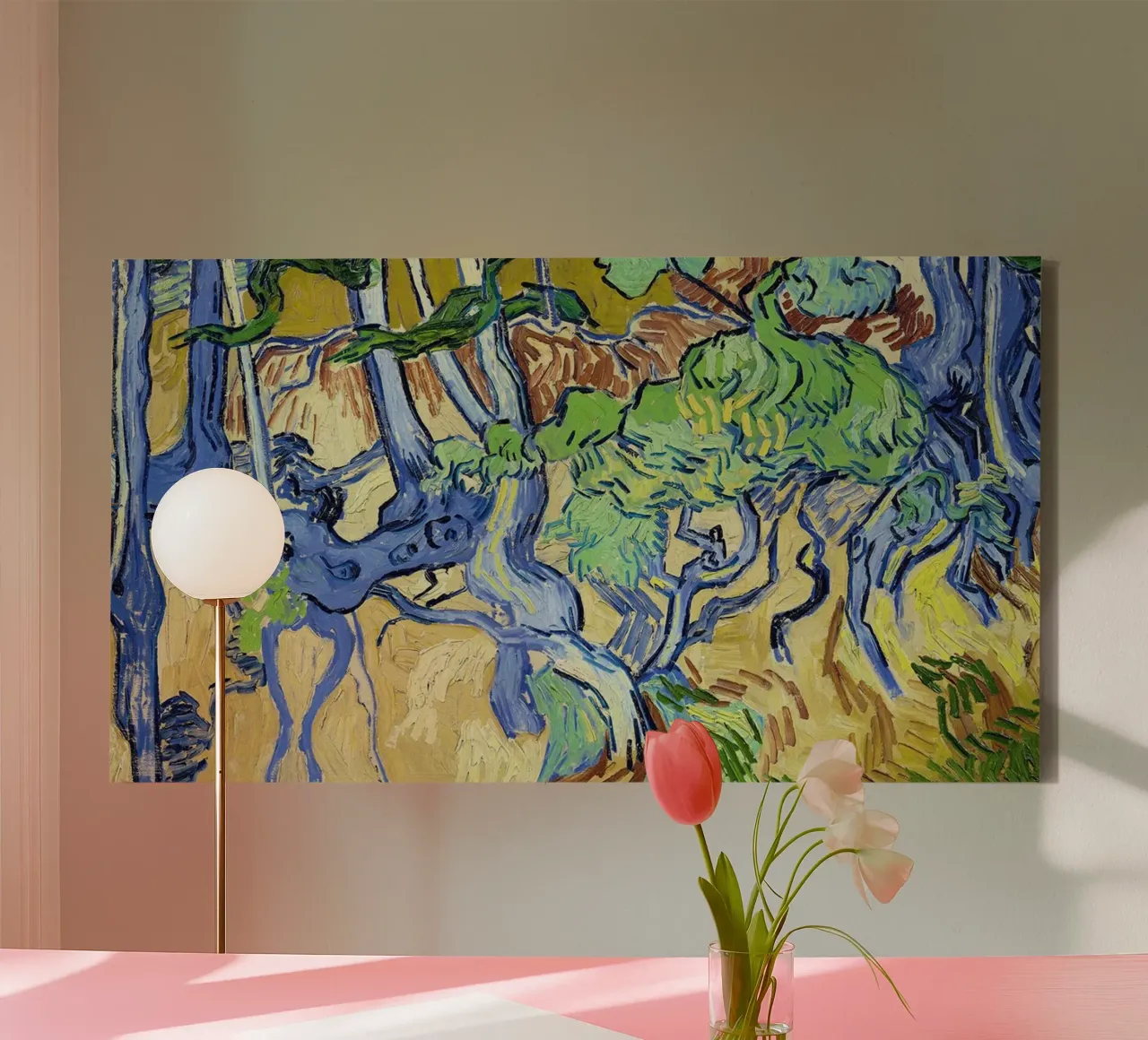 Tree roots and tree trunks canvas with Floater frame by Christopher Soto