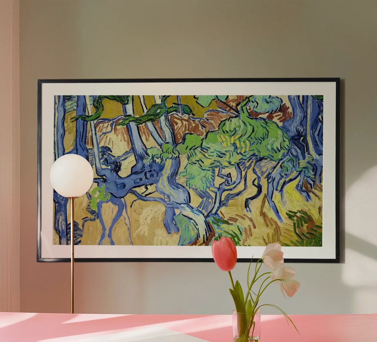 Tree roots and tree trunks poster with plastic frame by Christopher Soto