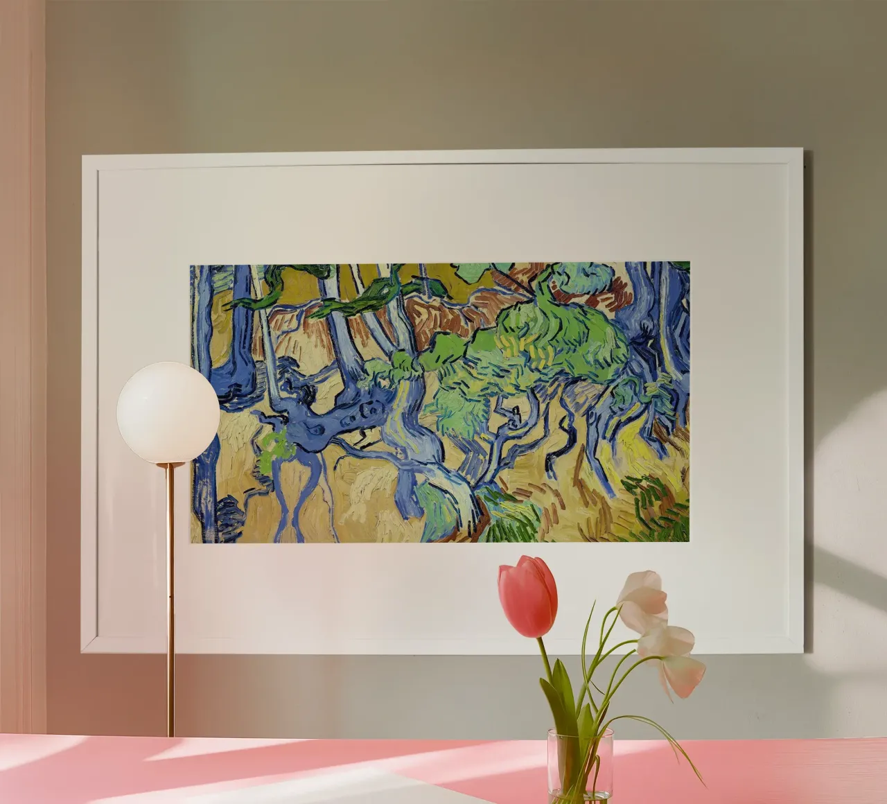 Tree roots and tree trunks poster with plastic frame by Christopher Soto