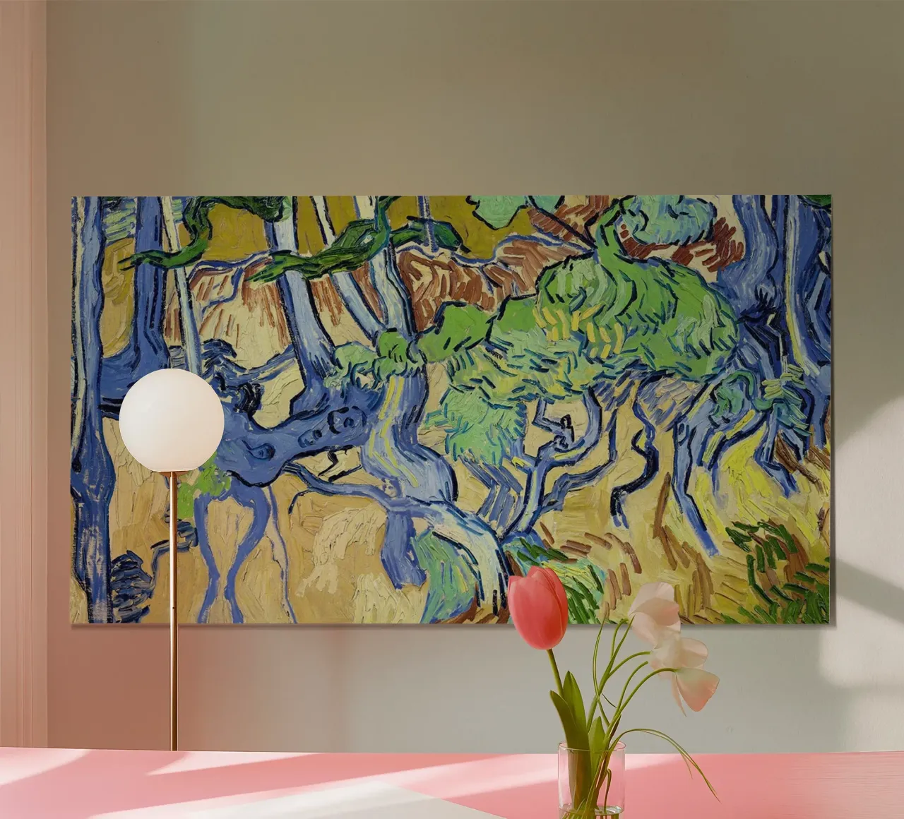 Tree roots and tree trunks poster with plastic frame by Christopher Soto