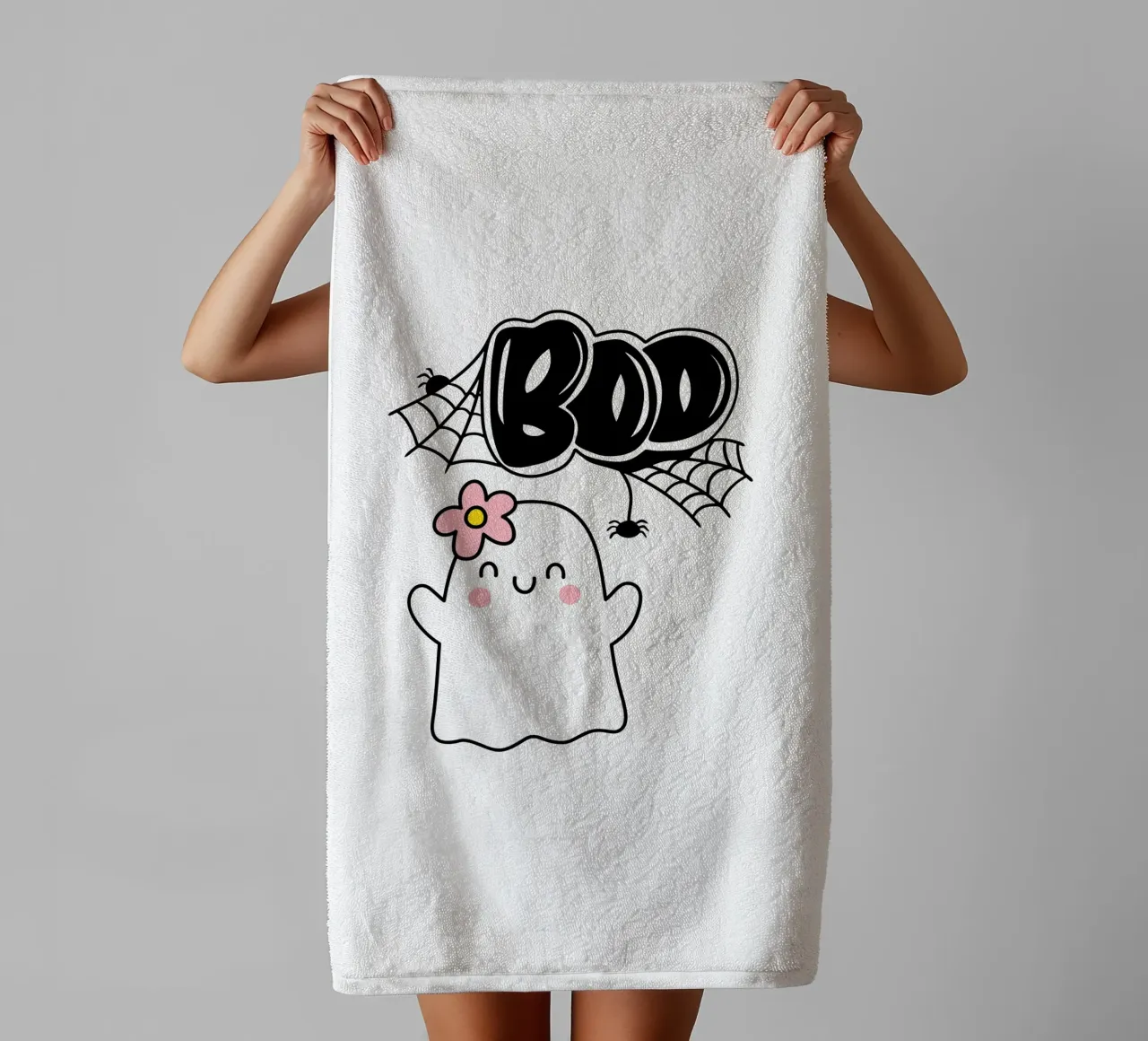 BOO ghost with flower towel by ArtDesign by KBK