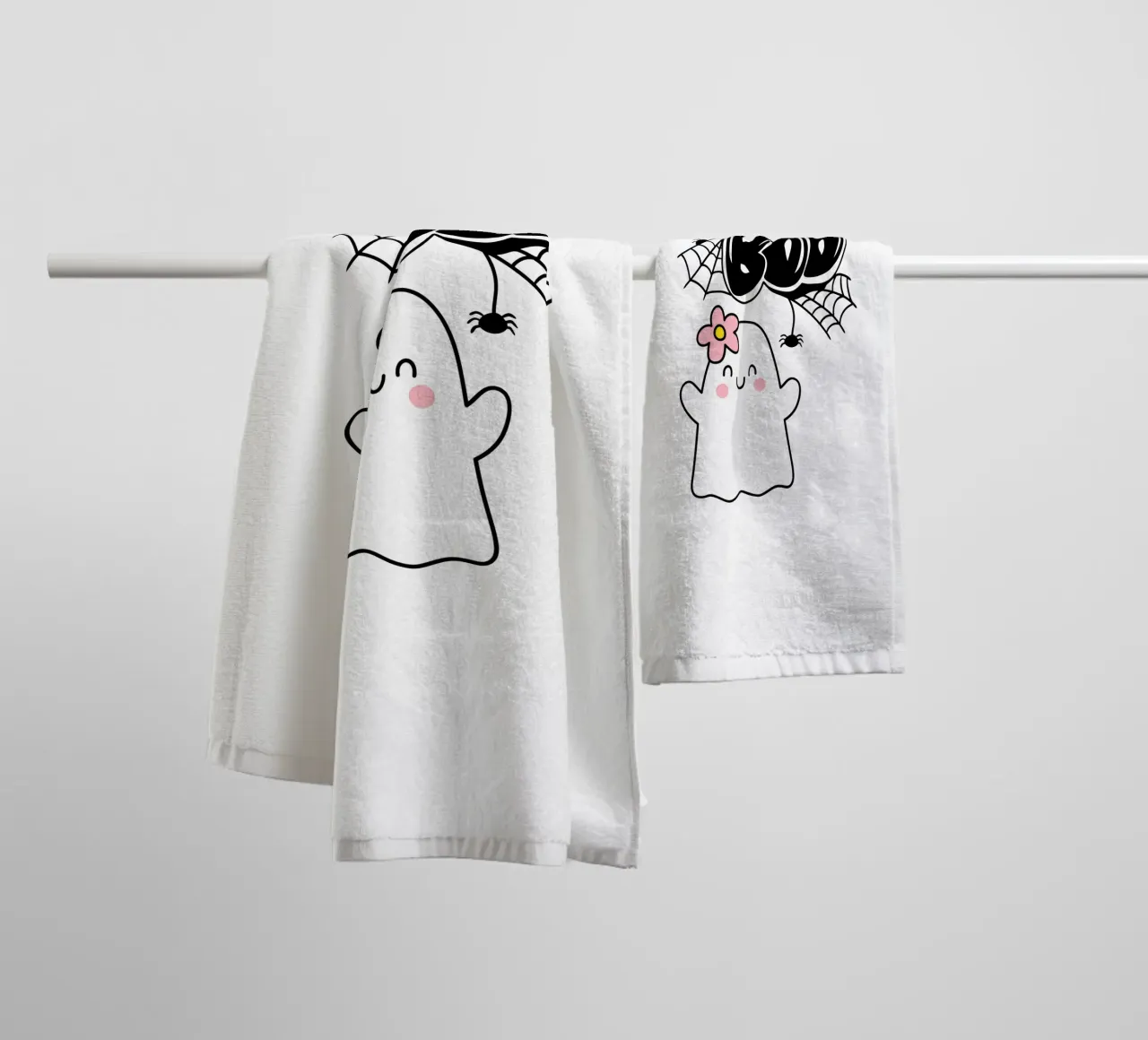 BOO ghost with flower towel by ArtDesign by KBK