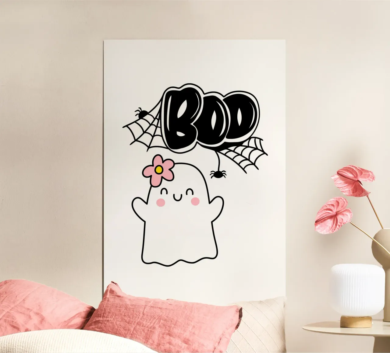 Fantasma BOO con fiore poster da ArtDesign by KBK