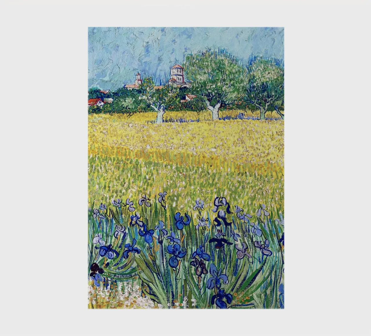 View of Arles with irises in the foreground notebook by Christopher Soto