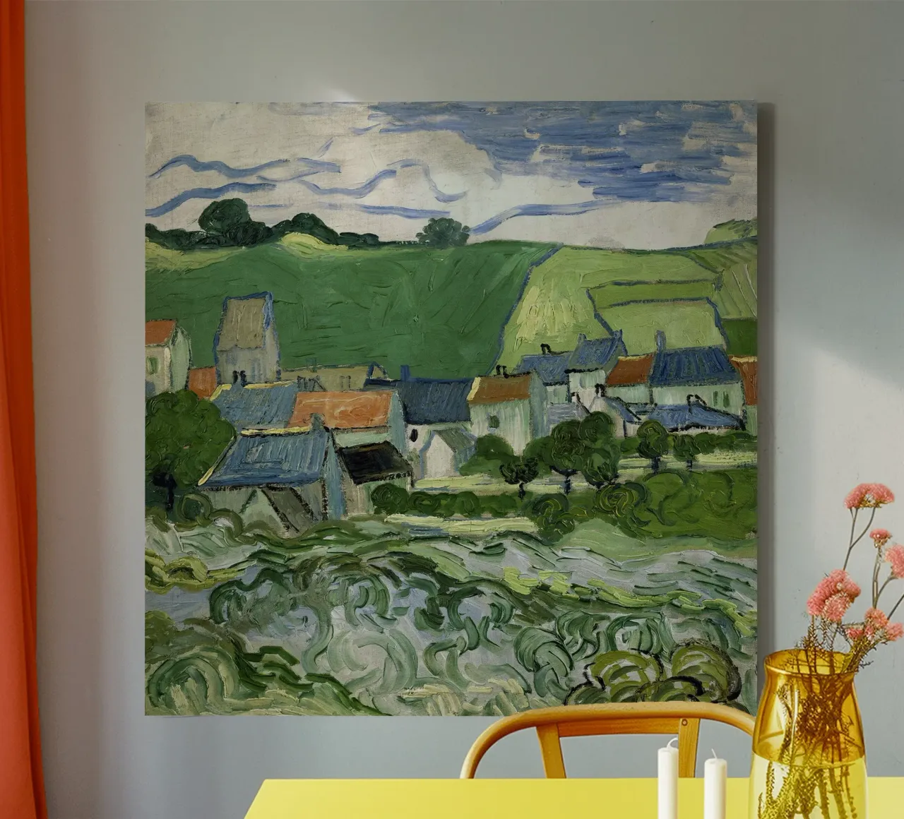 Vue d'Auvers toile avec Caisse américaine de Christopher Soto