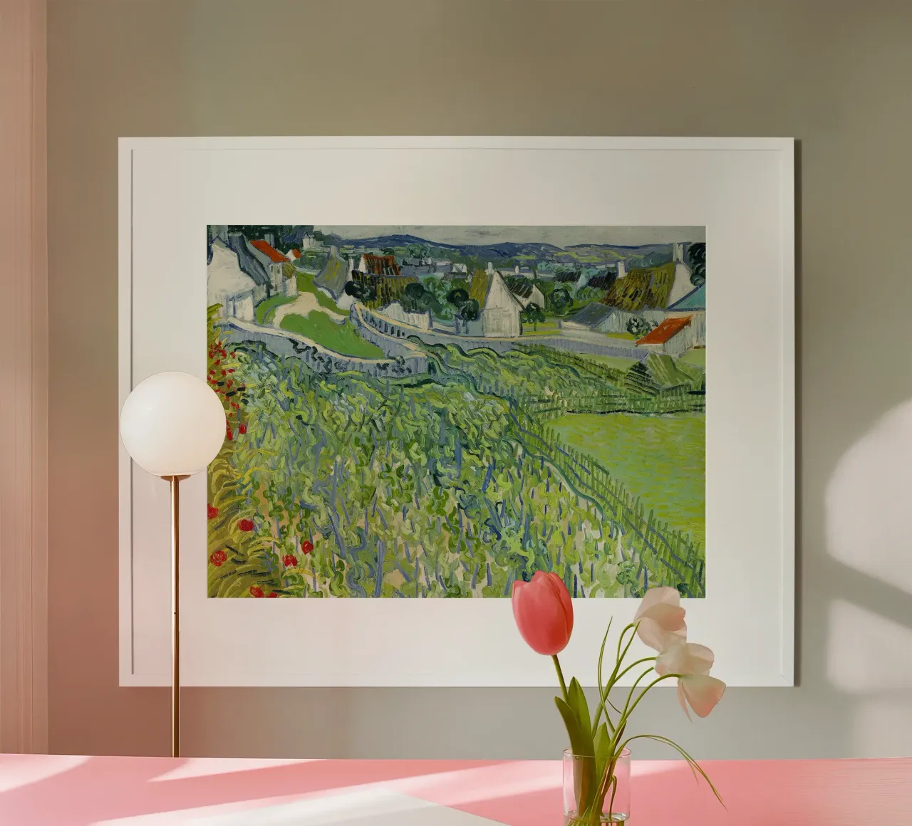 Vignobles d'Auvers poster avec cadre en plastique de Christopher Soto