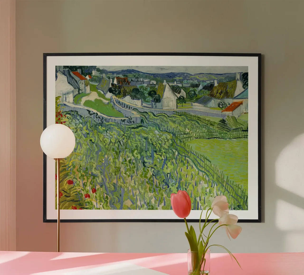 Vignobles d'Auvers poster avec cadre en plastique de Christopher Soto
