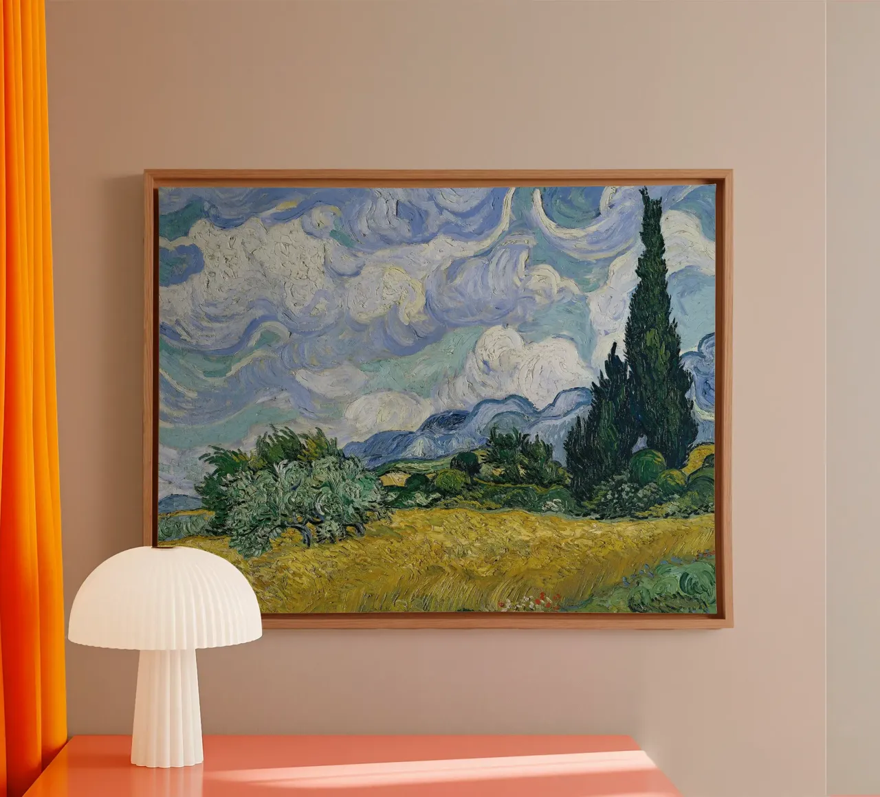 Wheat Field with Cypresses,1889 canvas with Floater frame by Christopher Soto
