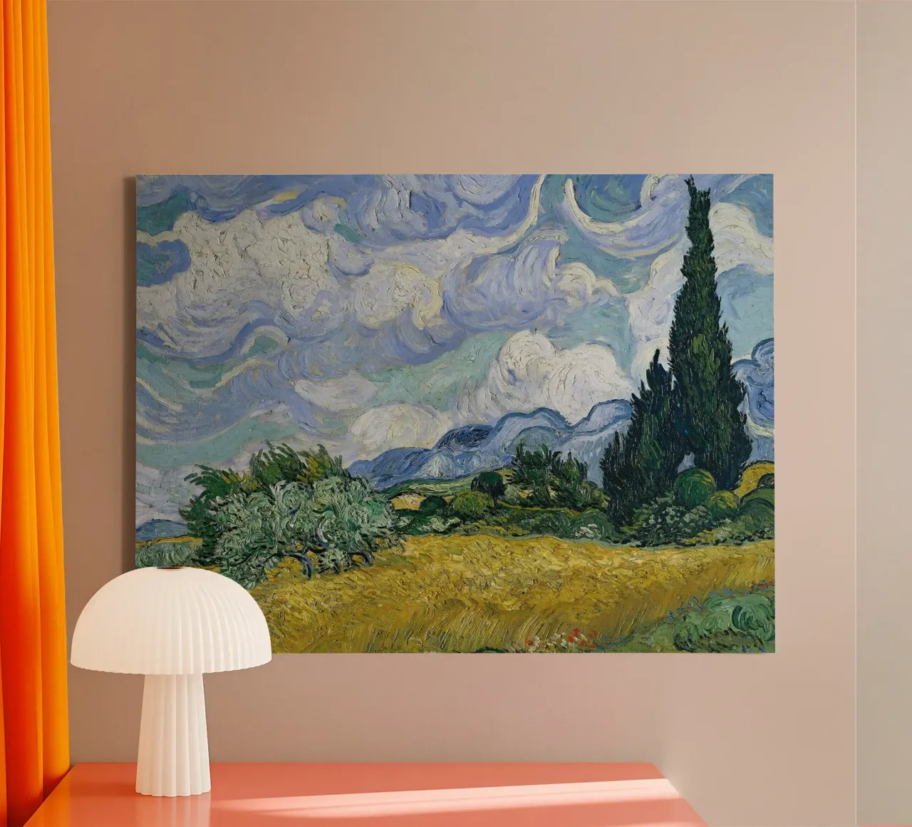 Wheat Field with Cypresses,1889 canvas with Floater frame by Christopher Soto