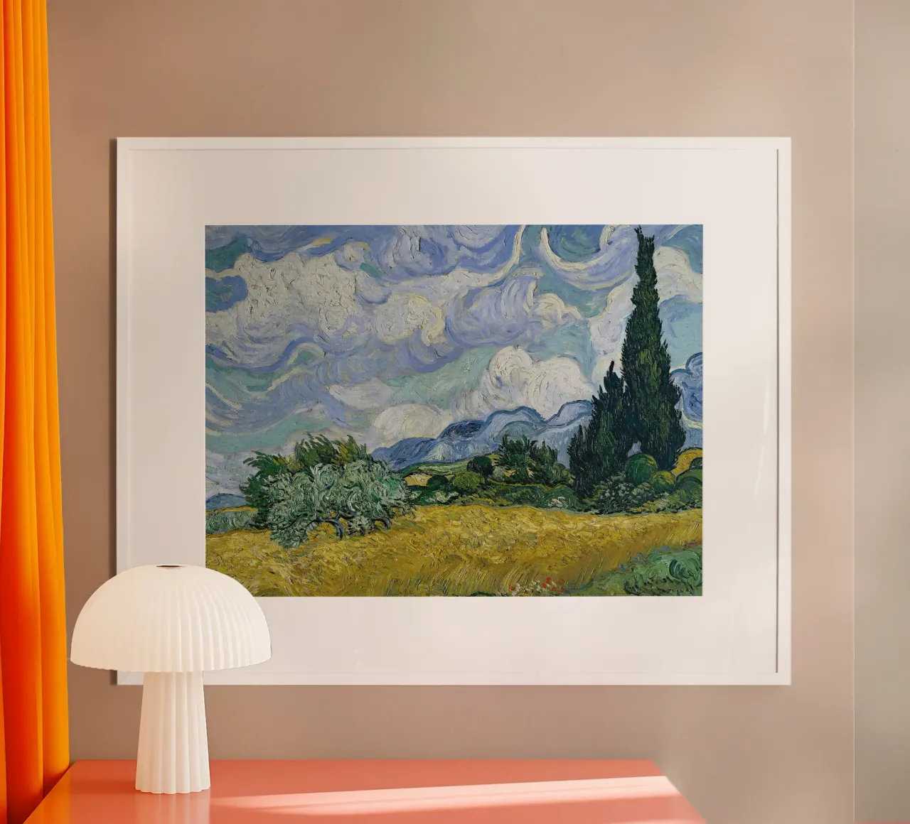 Campo di grano con cipressi, 1889 poster con telaio in plastica da Christopher Soto