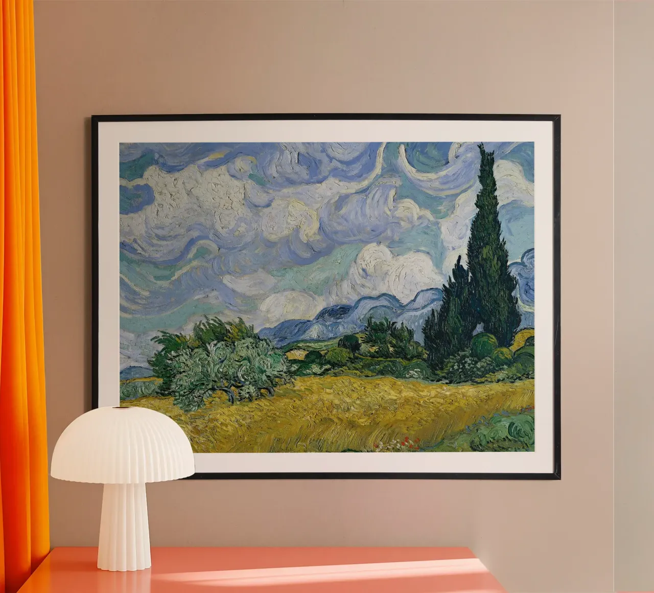 Campo di grano con cipressi, 1889 poster con telaio in plastica da Christopher Soto
