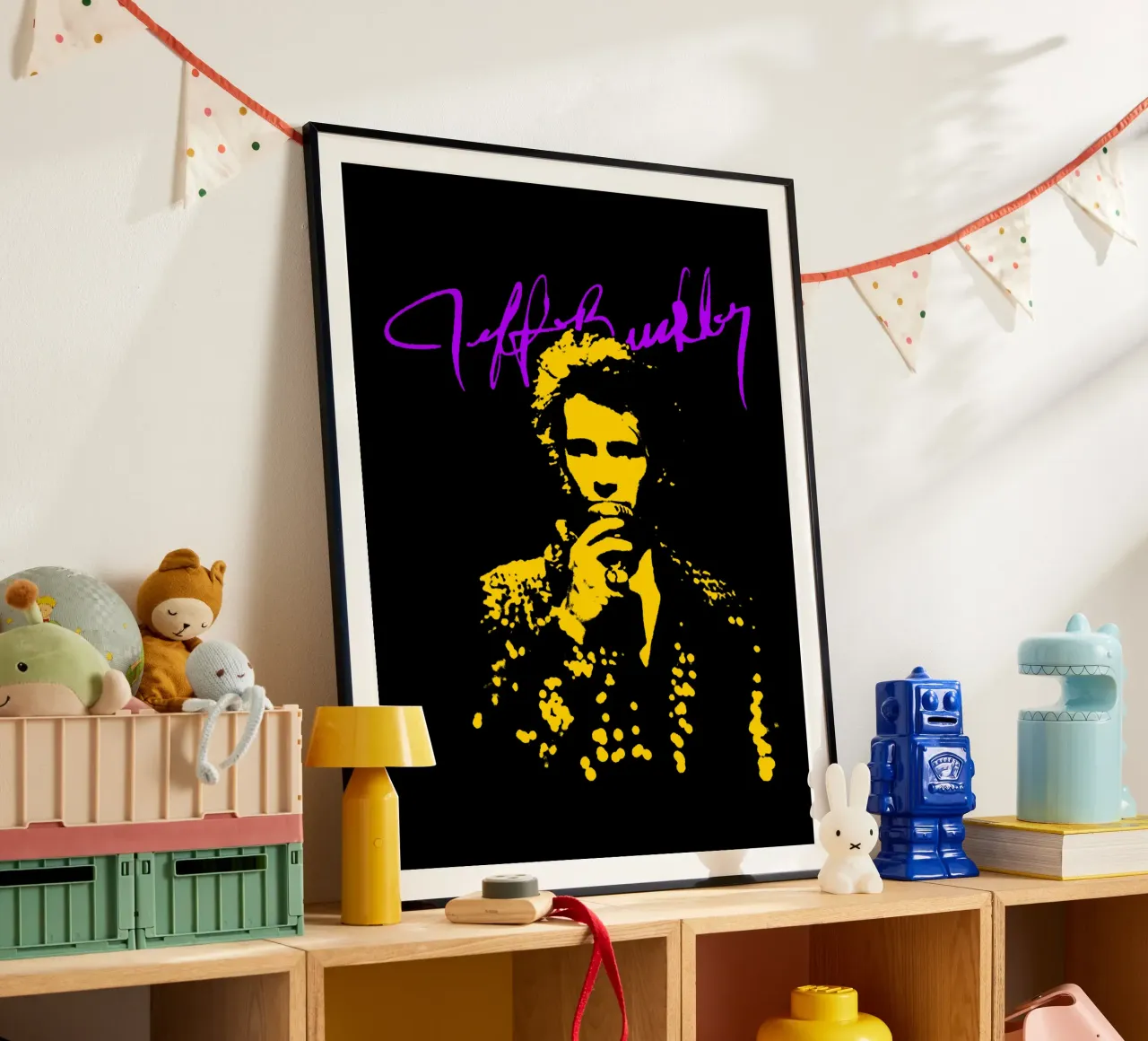 Sagoma d'epoca Jeff Buckley poster da https://www.juniqe.com/uk/shop/Henndraws