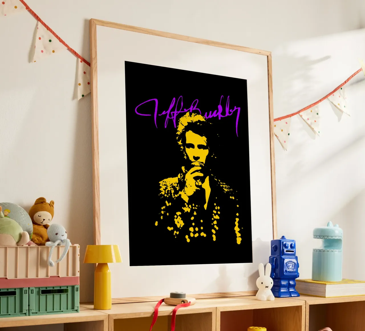 Sagoma d'epoca Jeff Buckley poster da https://www.juniqe.com/uk/shop/Henndraws