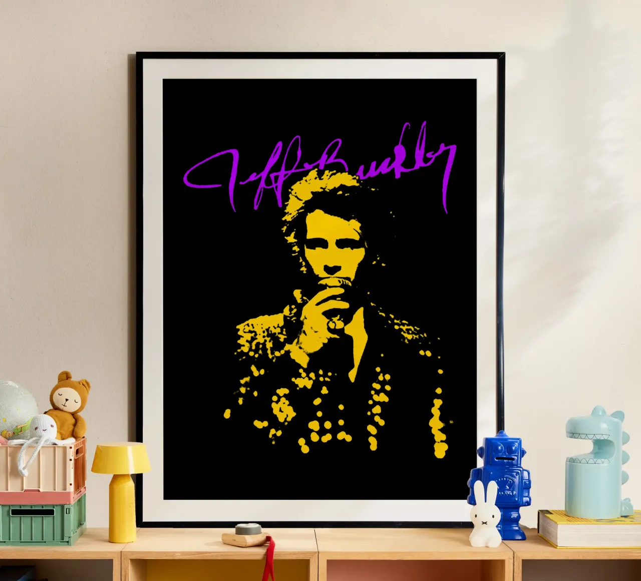 Sagoma d'epoca Jeff Buckley poster da https://www.juniqe.com/uk/shop/Henndraws
