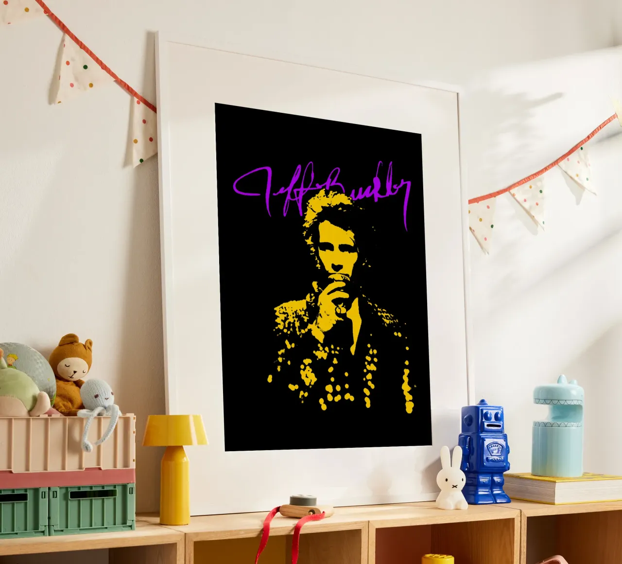 Sagoma d'epoca Jeff Buckley poster da https://www.juniqe.com/uk/shop/Henndraws