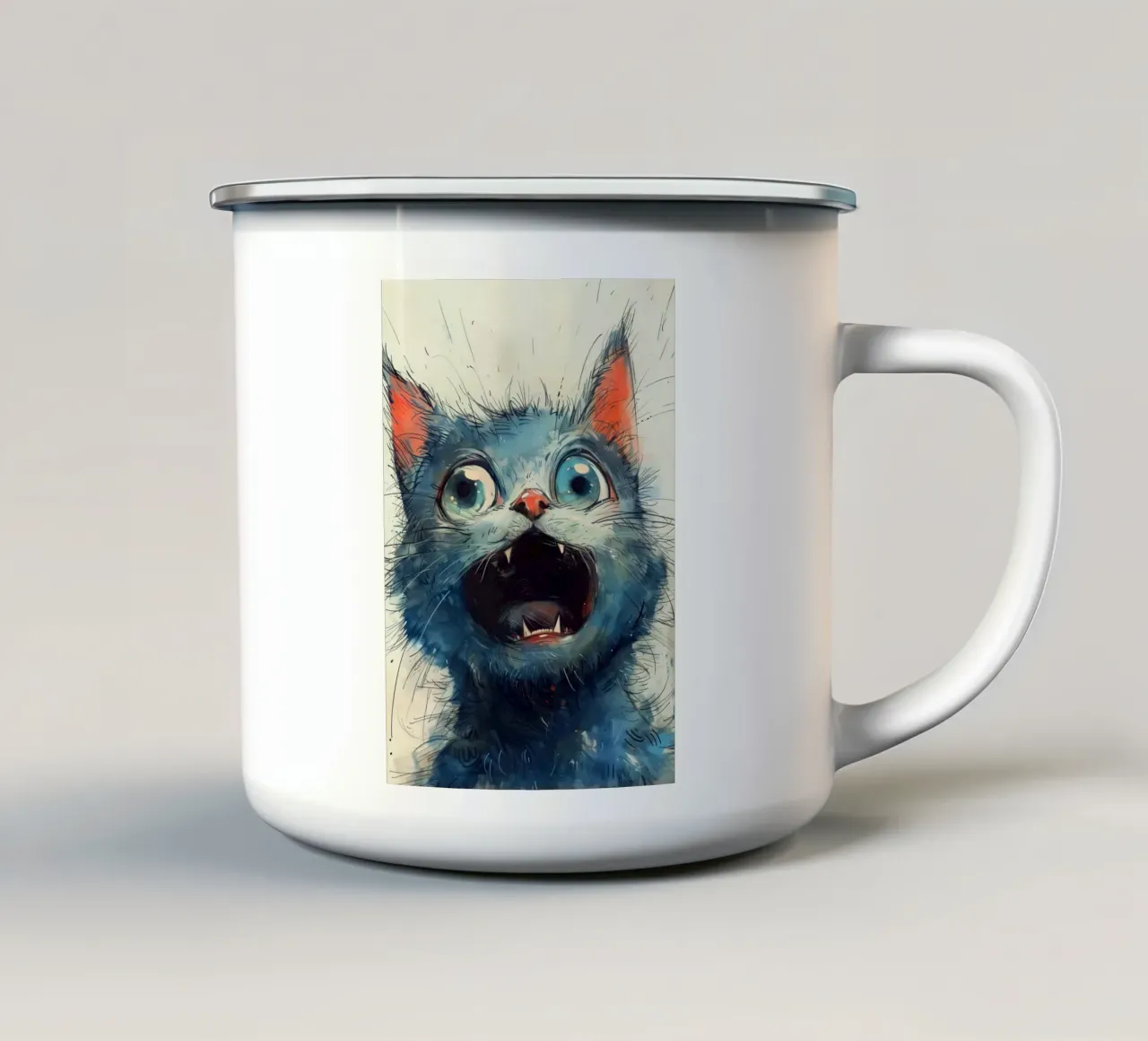 Gattino blu tazza in smalto da Justyna Jaszke JBJart