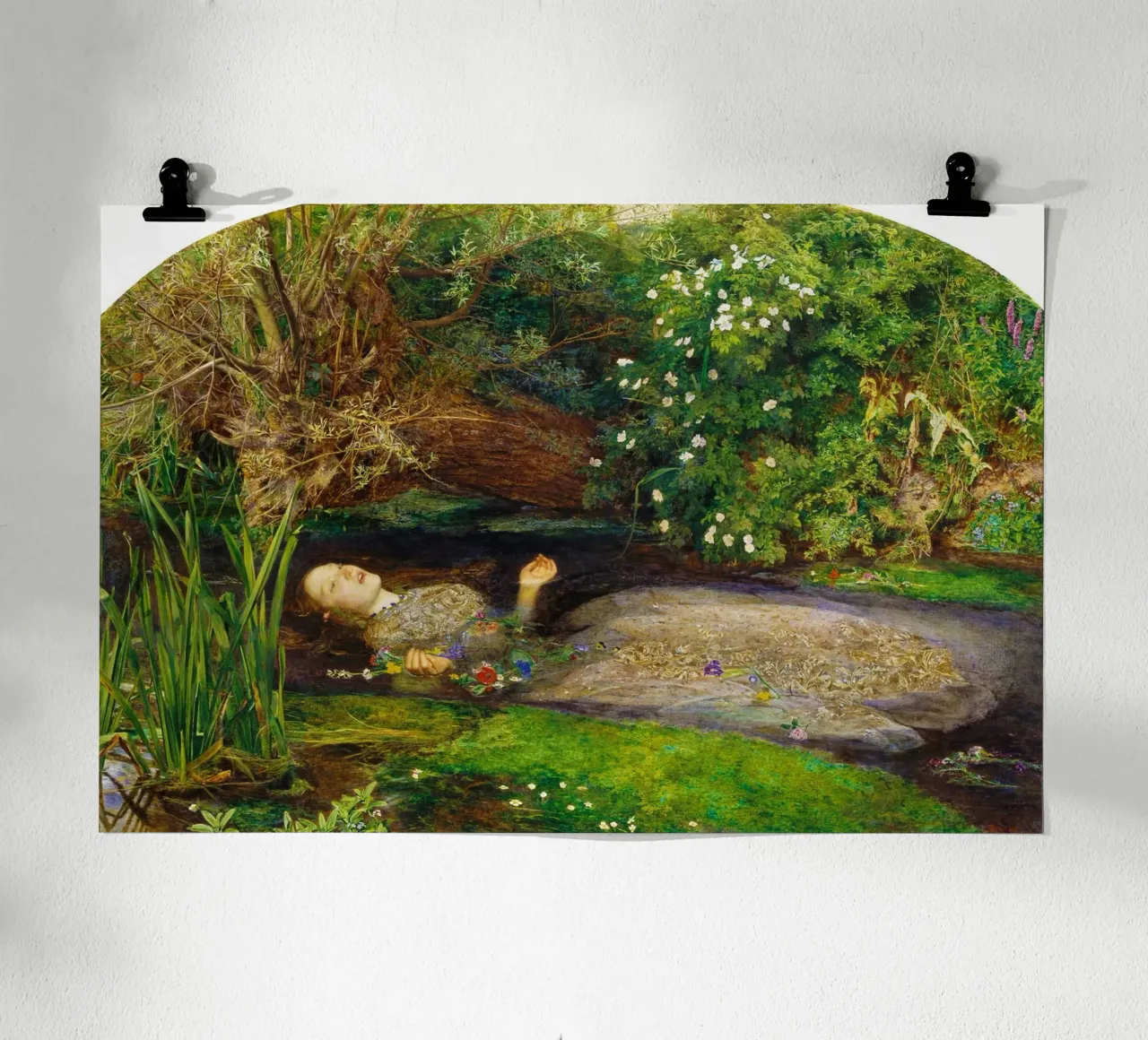 Ofelia (1851-1852) di John Everett Millais poster con telaio in plastica da Art History