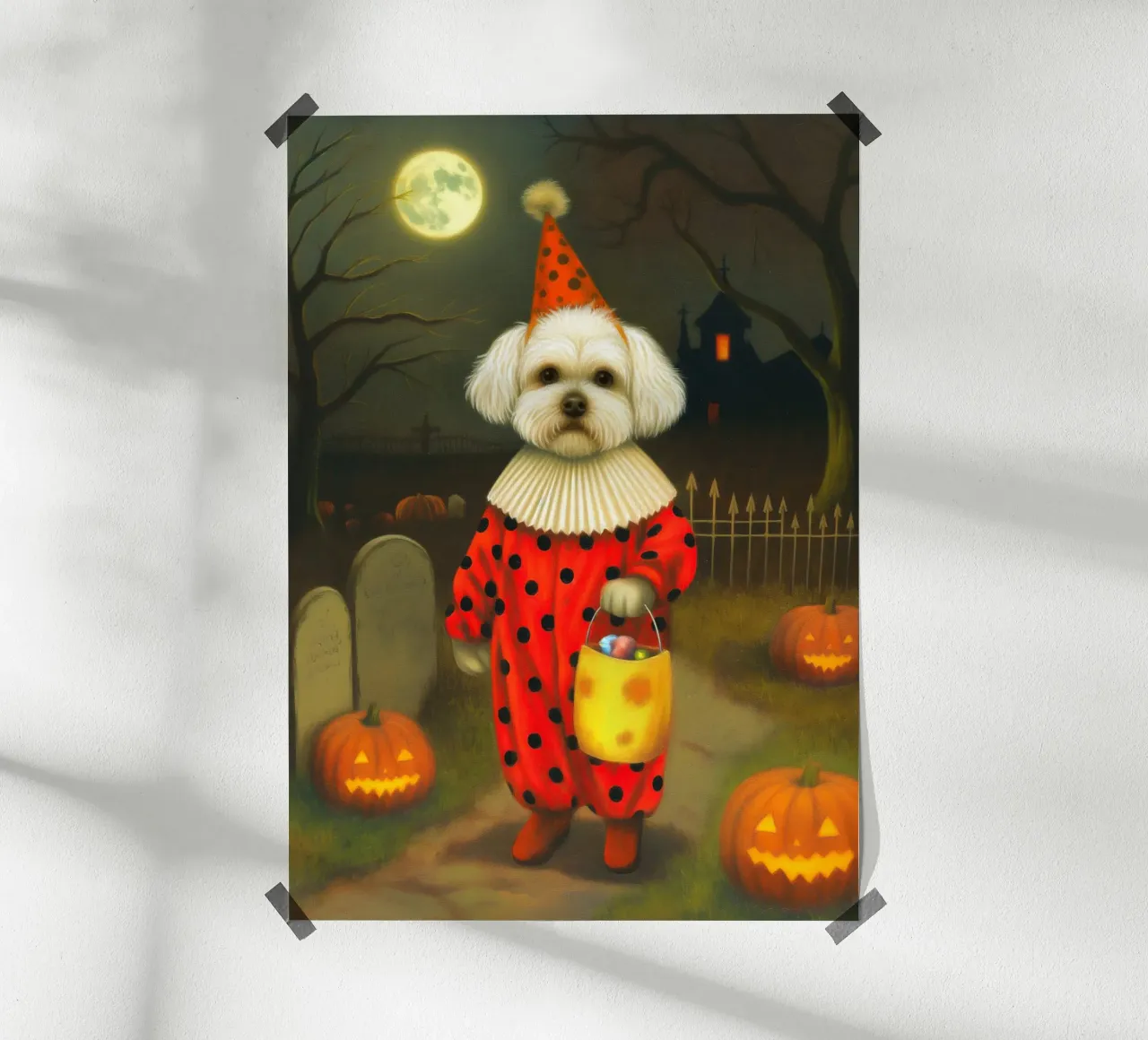 Halloween Hund Clown Trick oder behandeln Poster von Fleur de Lys