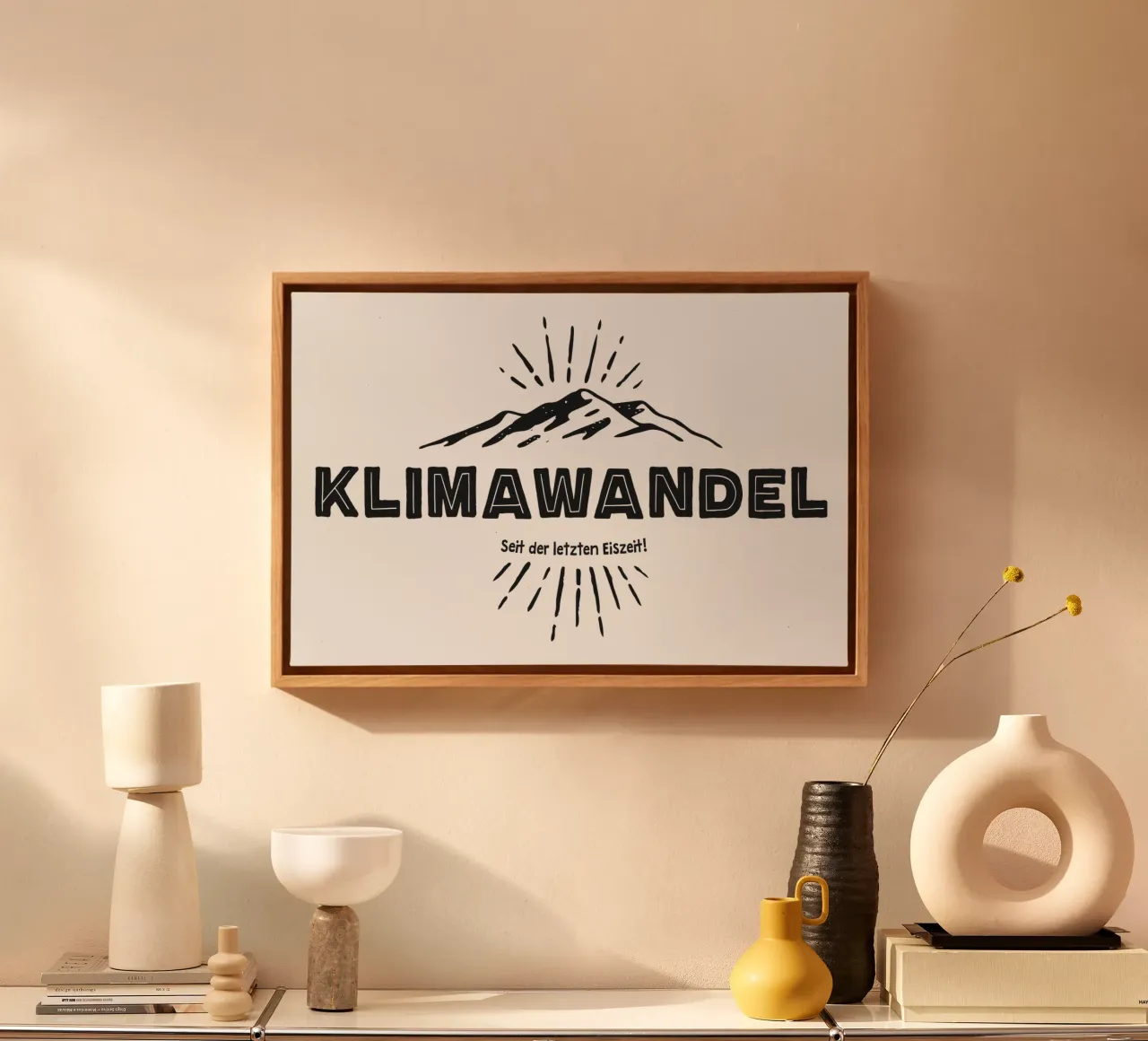 Climate change (Black Edition) canvas with Floater frame by Black Sign Artwork