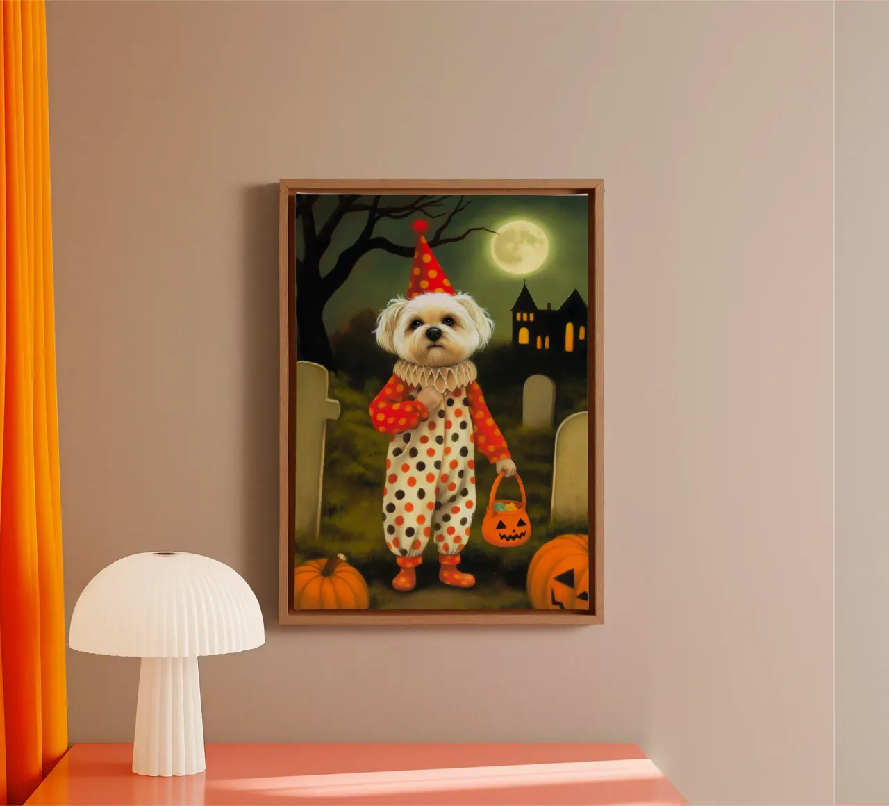 Cane clown di Halloween tela con Cornice a cassetta da Voxel Visionaries