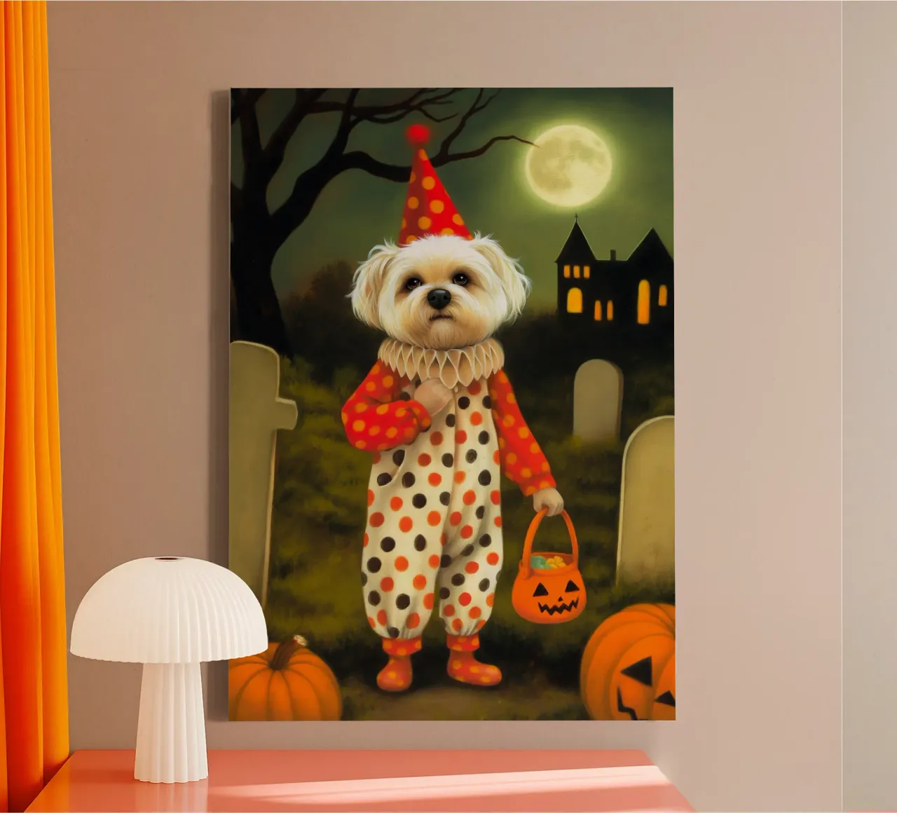 Cane clown di Halloween tela con Cornice a cassetta da Voxel Visionaries