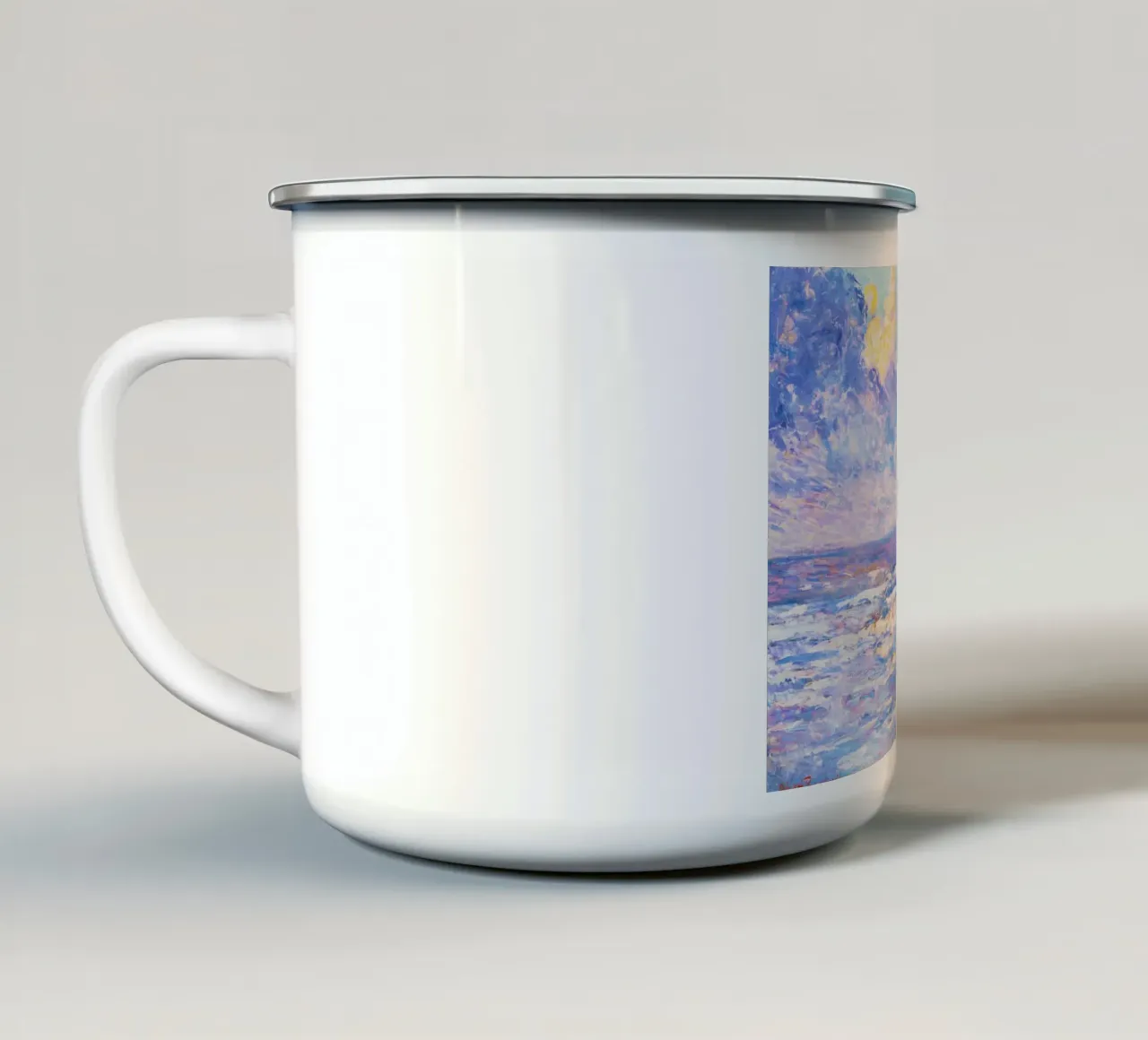 Pluie fine (1887) di Théo Van Rysselberghe tazza in smalto da Venus Art