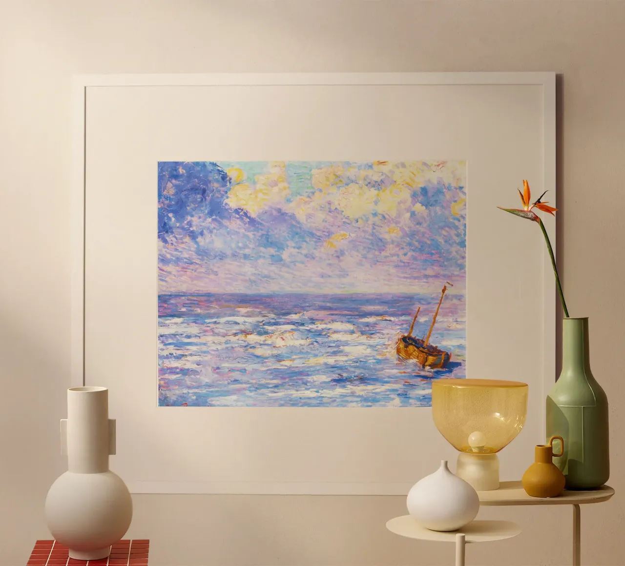 Pluie fine (1887) di Théo Van Rysselberghe poster con telaio in alluminio da Venus Art