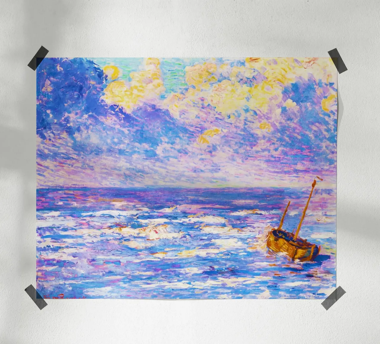 Pluie fine (1887) di Théo Van Rysselberghe poster con telaio in alluminio da Classic Art Prints