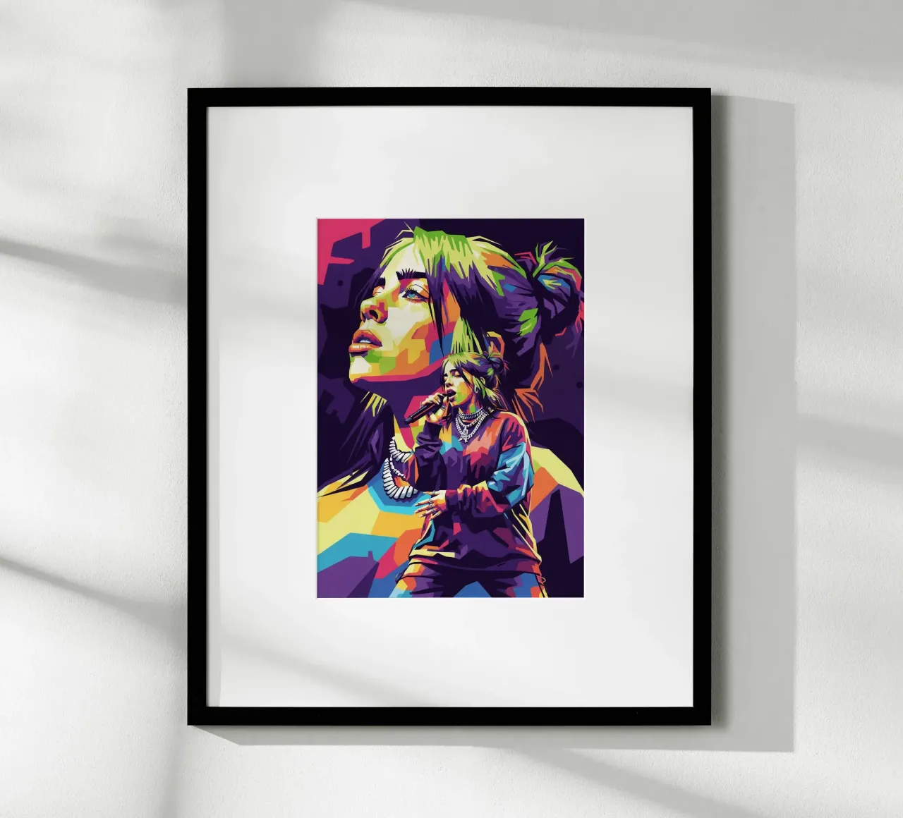 Lo stile iconico di Billie Eilish poster con telaio in legno da Hantamrata